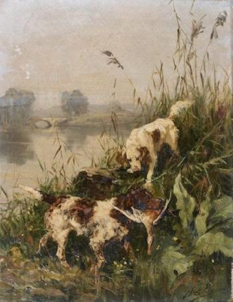 Deux chiens de chasse au marais by Olivier de Penne