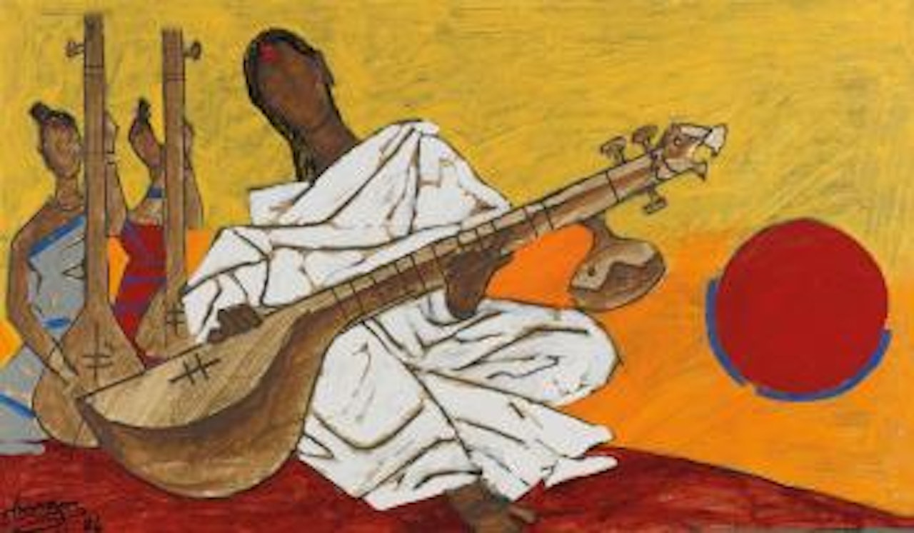 Untitled (Woman Playing Sitar) by M.F. Husain