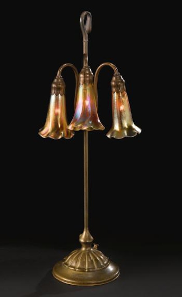 Three-light "Lily" Adjustable Table Lamp by Tiffany Studios