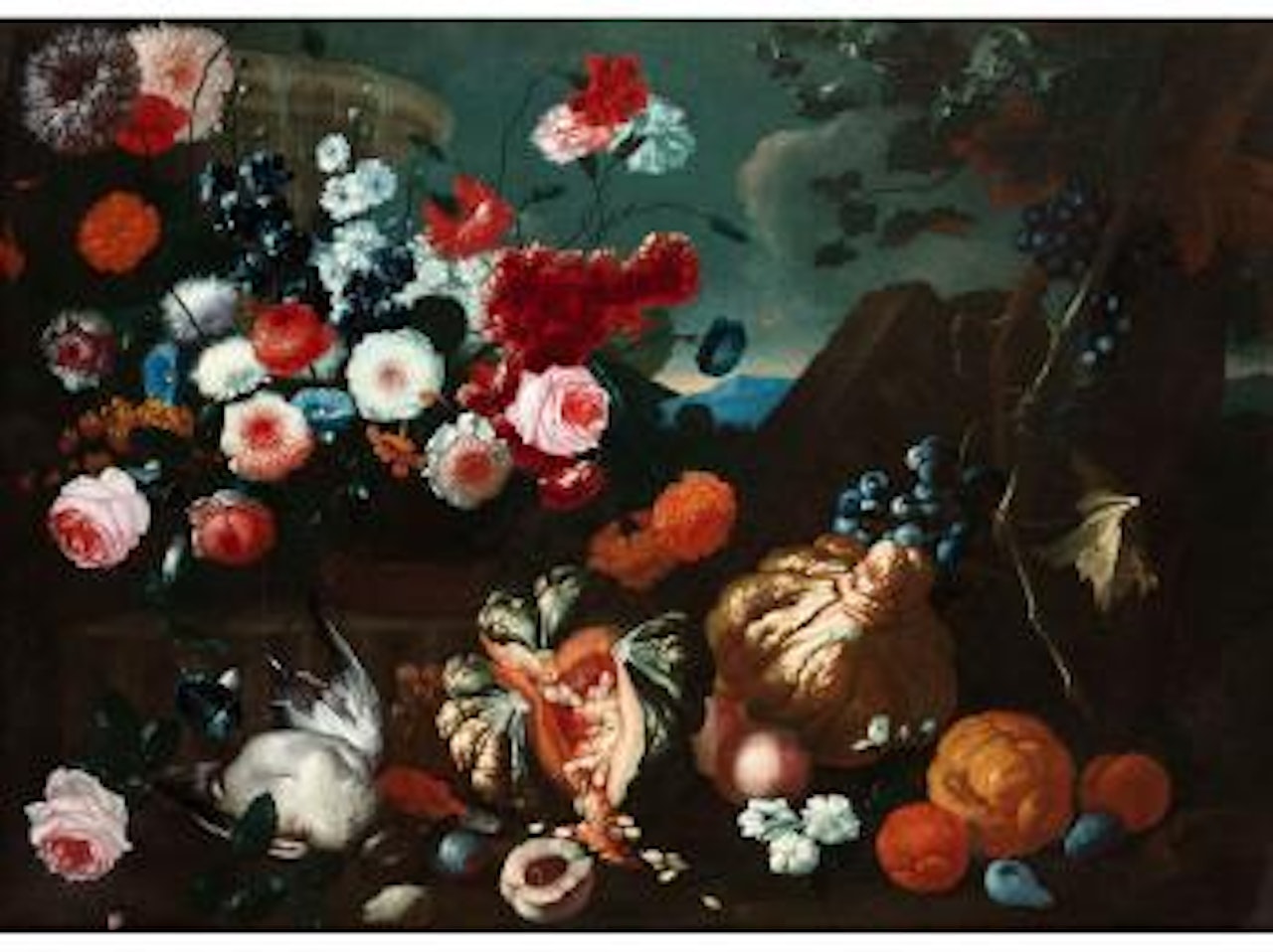 Grosses Blumen- Früchte- und Jagdstilleben by Franz Werner von Tamm