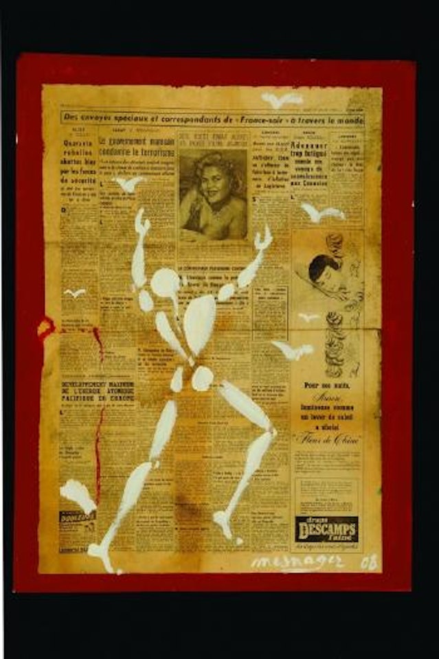 Bonhomme blanc sur papier journal by Jérôme Mesnager