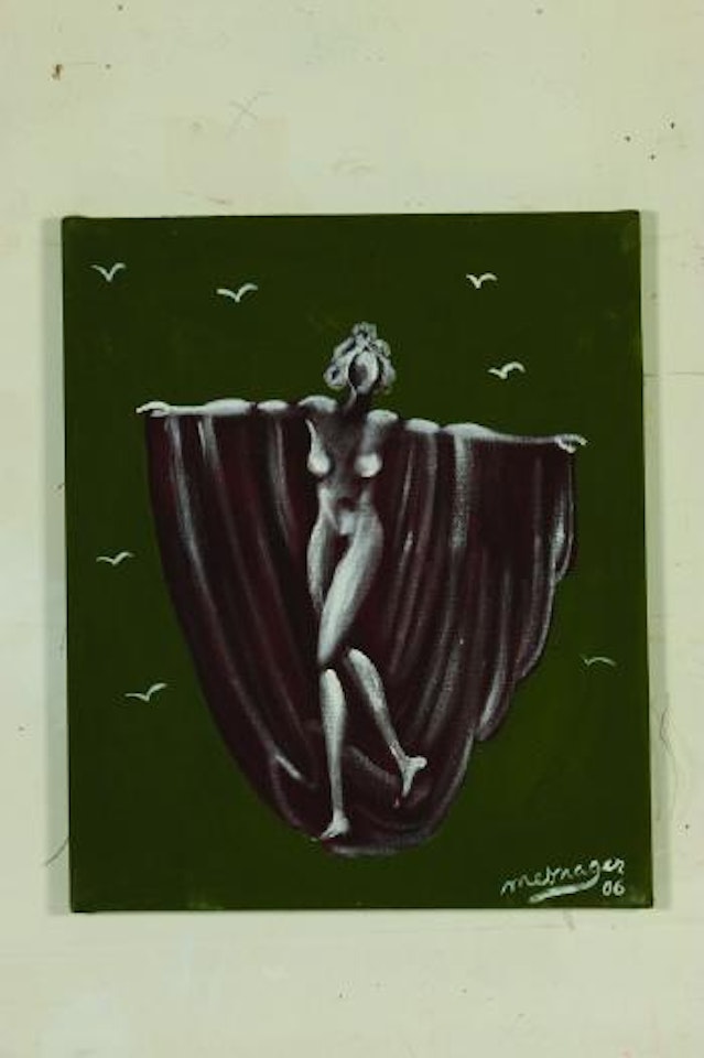 Femme papillon fond vert by Jérôme Mesnager