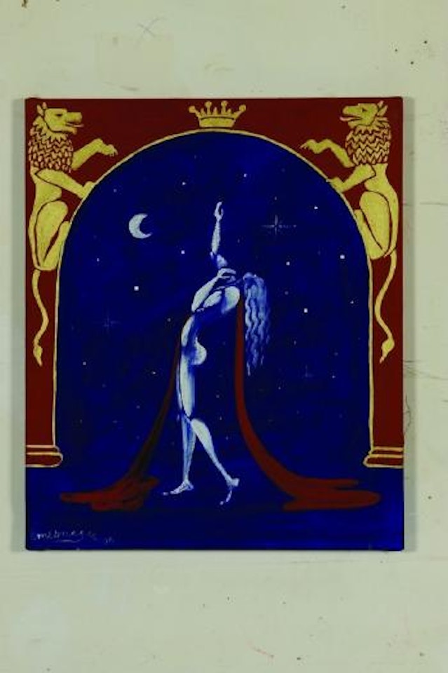 Femme fond bleu by Jérôme Mesnager