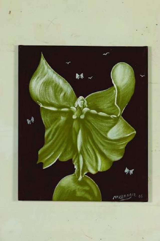 Femme papillon, fond ocre rouge by Jérôme Mesnager