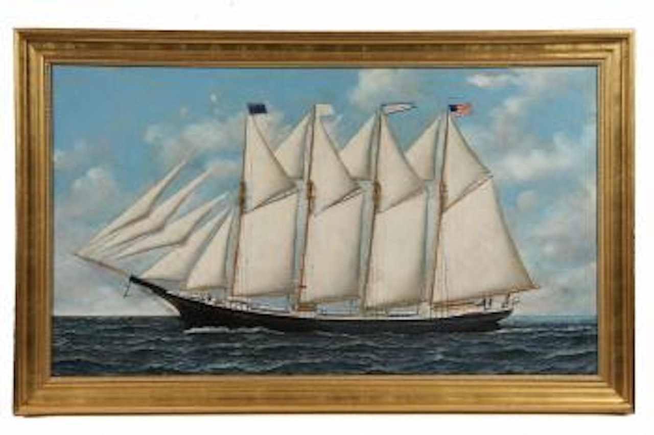 Ships Portrait of Four-Mast Schooner ‘Adelaide Barbour’ by Antonio Jacobsen