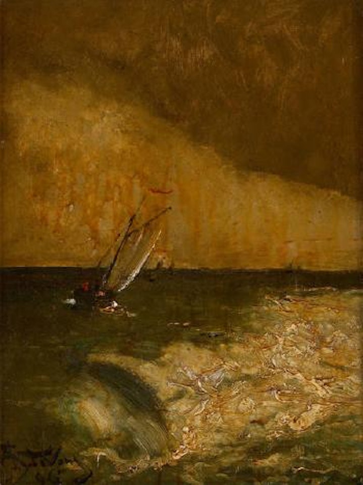 Voilier près du ressac by Alfred Stevens