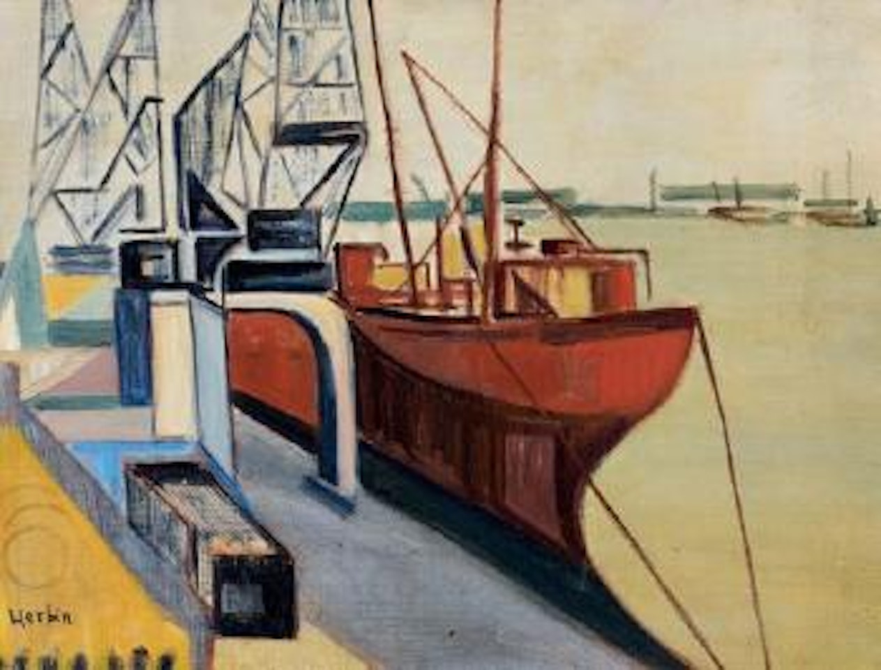 Bateau à quai by Auguste Herbin