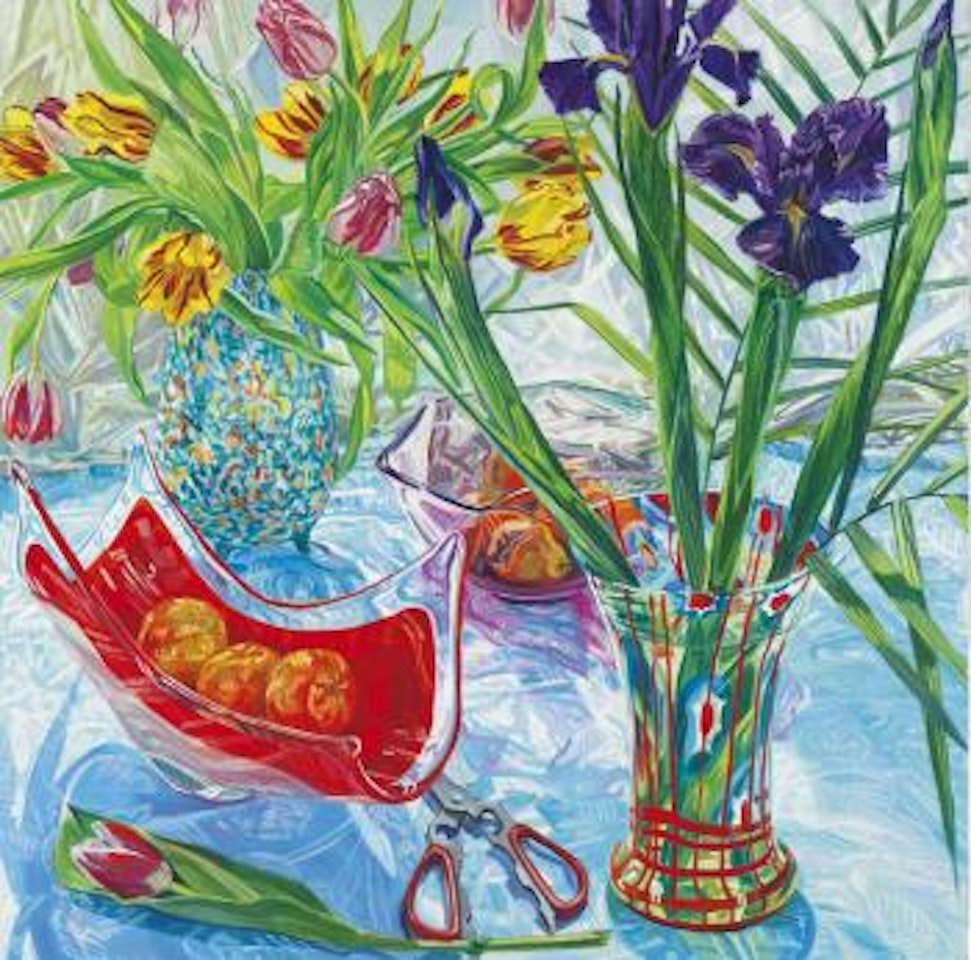 Irises and Red Vase by Janet Fish