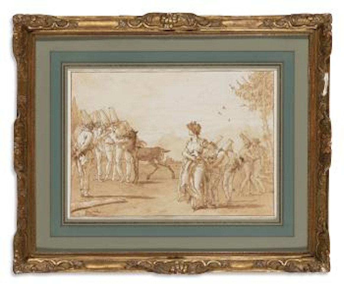 The Deer And The Lady, With Punchinello by Giovanni Domenico Tiepolo