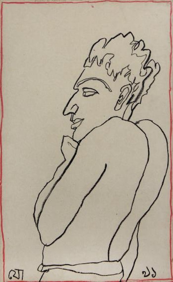 Man in pensive mood by Jogen Chowdhury
