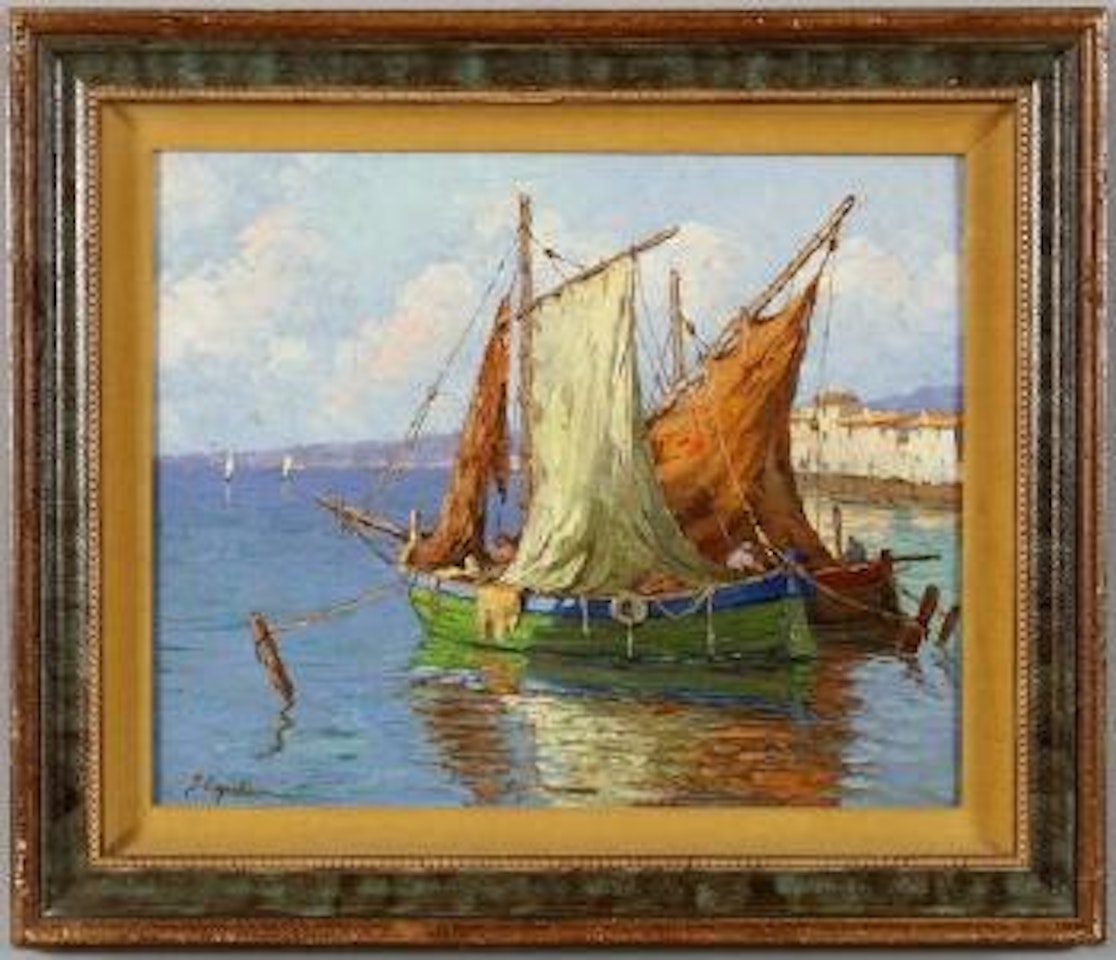 Sea scene with yachts by Georgij Aleksandrovic Lapschin