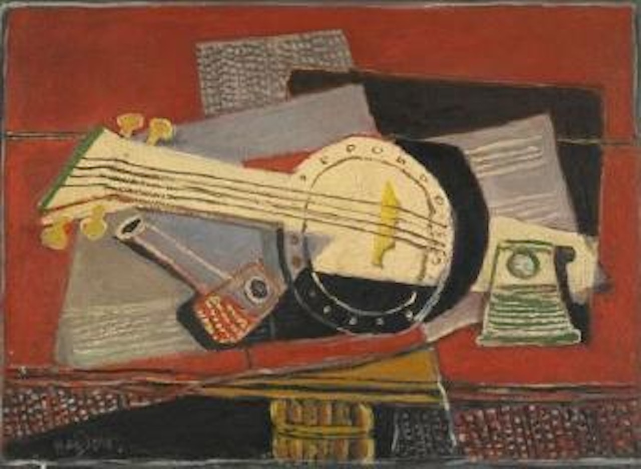 Banjo sur fond rouge by Henri Hayden