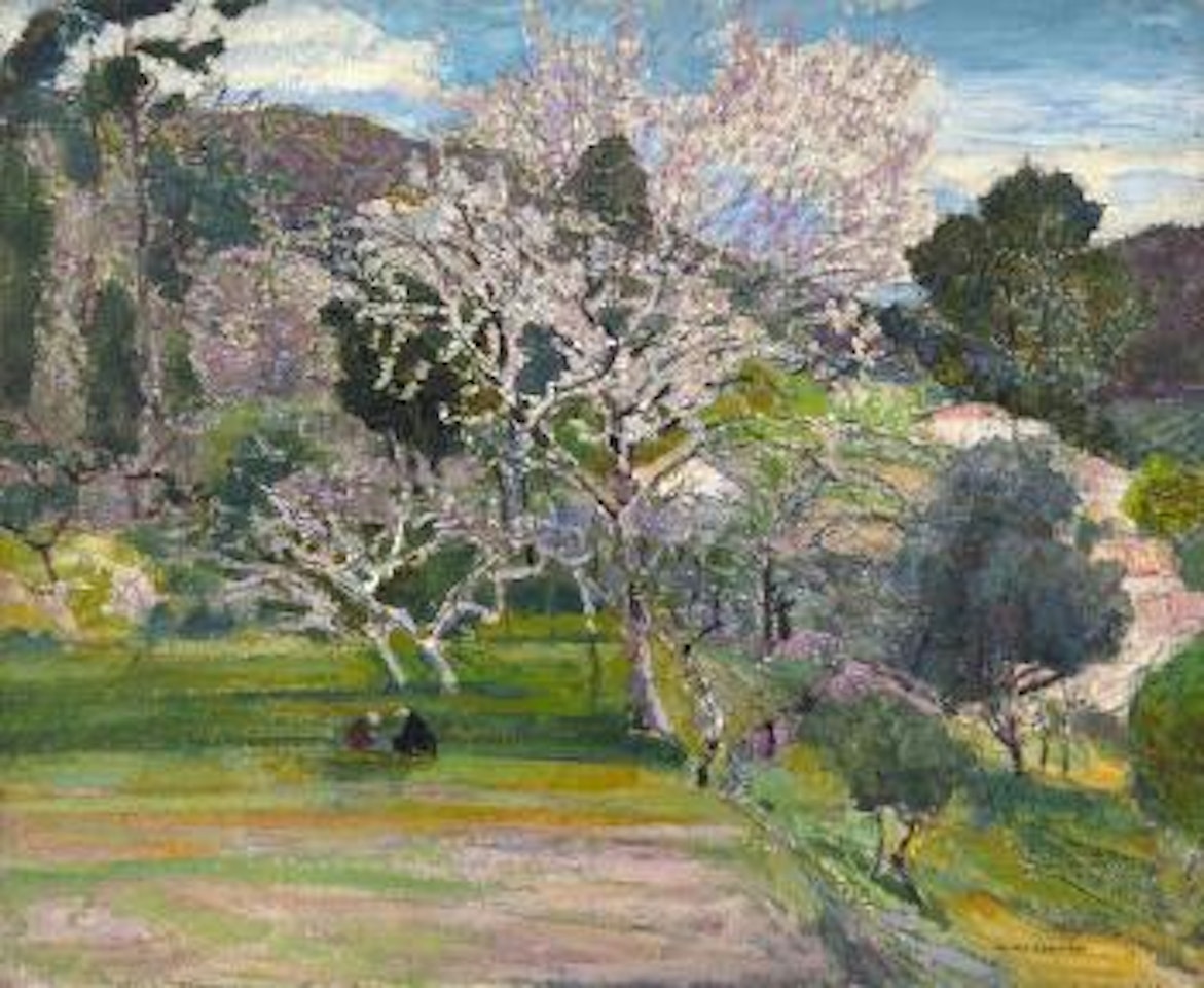 La cueillette sous les arbres en fleurs by Victor Charreton