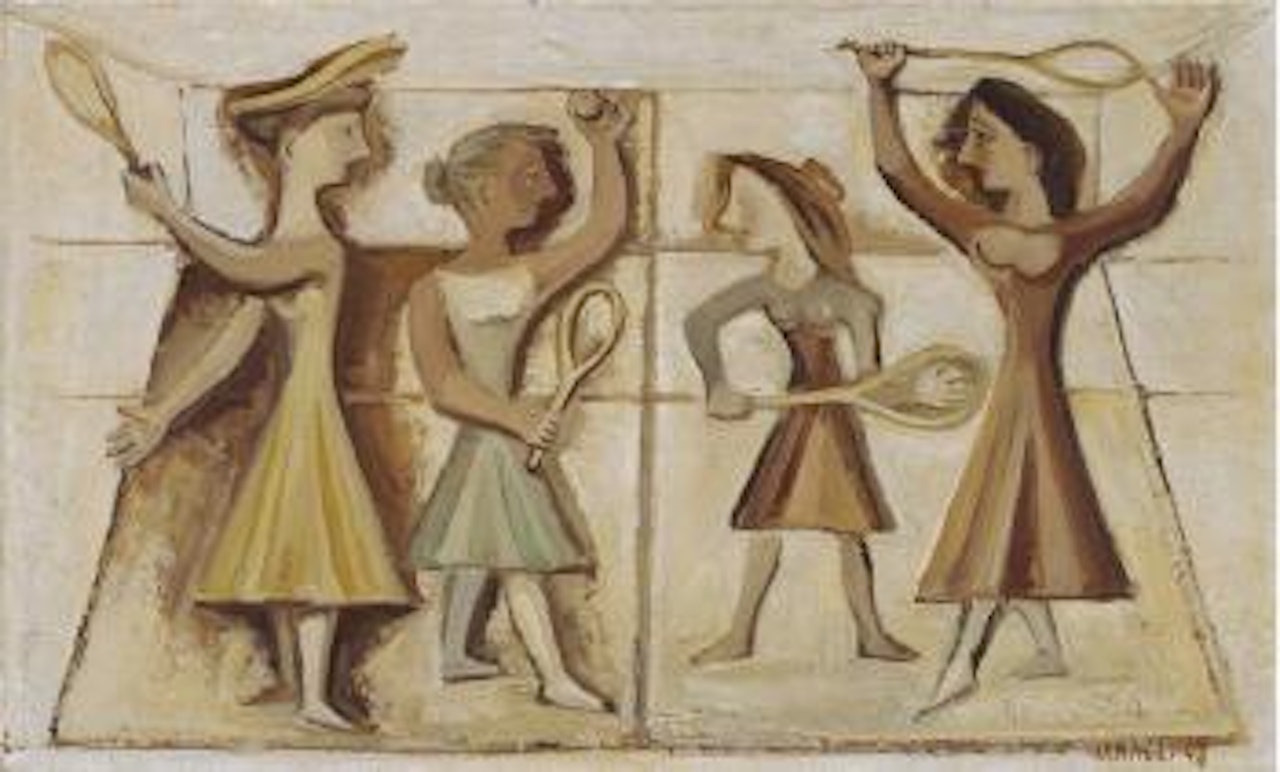 Gioco a tennis by Massimo Campigli