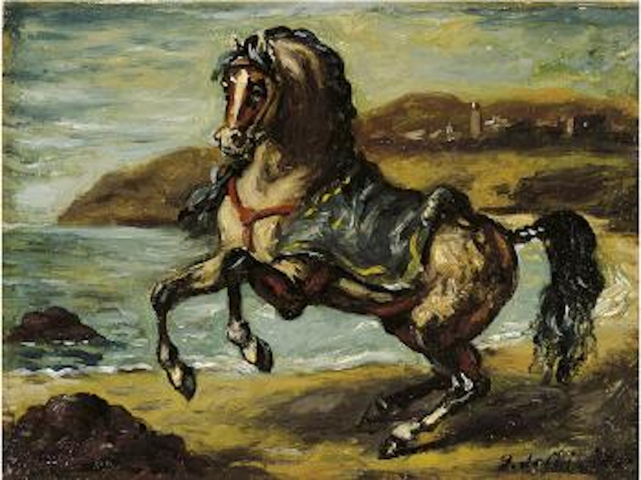 Cavallo con drappo blu by Giorgio de Chirico