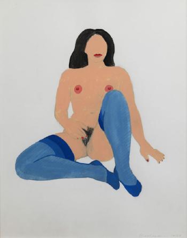 Sitting Blue Stockinged Nude by Tom Wesselmann