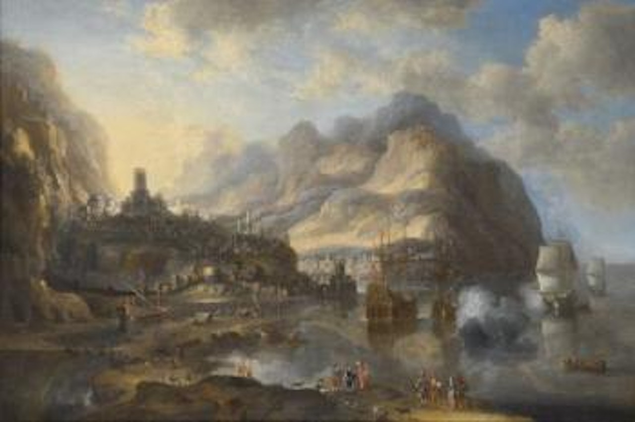 Paysage fluvial animé de personnages by Pieter van de Velde