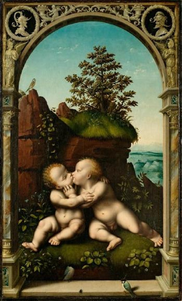 Christus und Johannes als Kinder, einander umarmend by Joos van Cleve