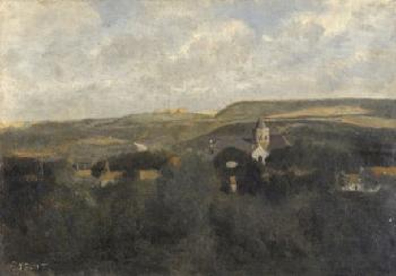 Boulogne sur Mer, un coin de la ville by Jean Baptiste Camille Corot