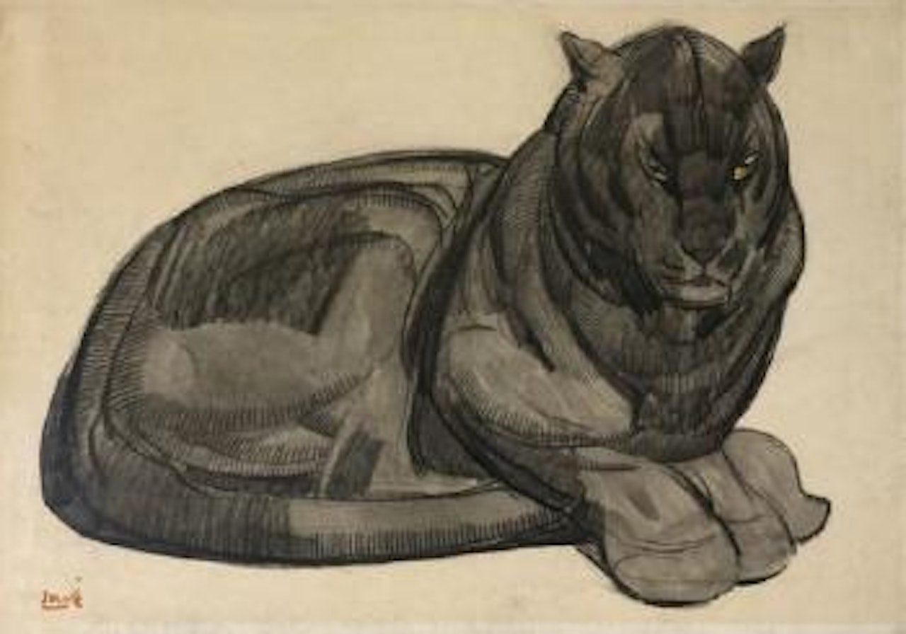 Panthère noire couchée by Paul Jouve