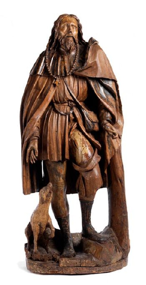 Große Schnitzfigur des Heiligen Rochus by Italian School