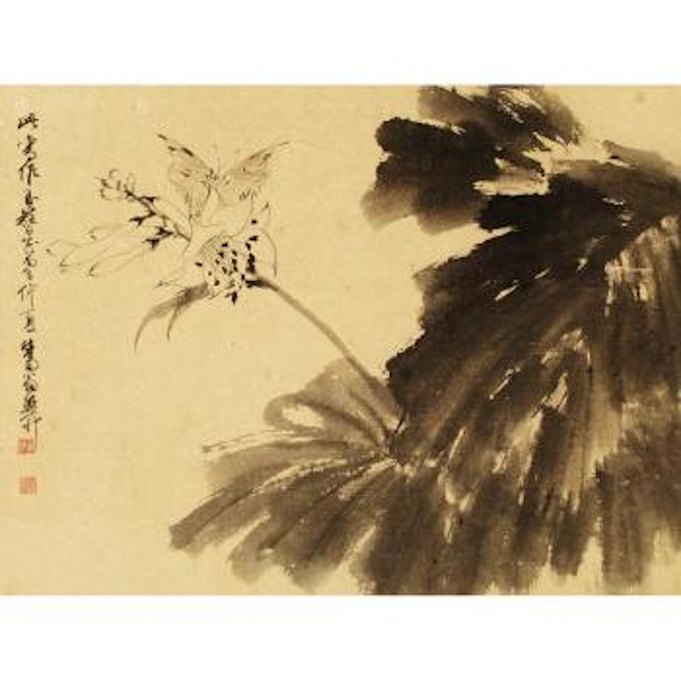 Butterfly with blossoming flower by Xie Zhiliu