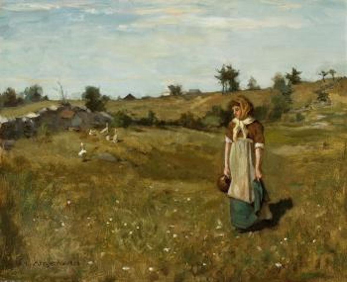 Woman in a field by Willard Leroy Metcalf
