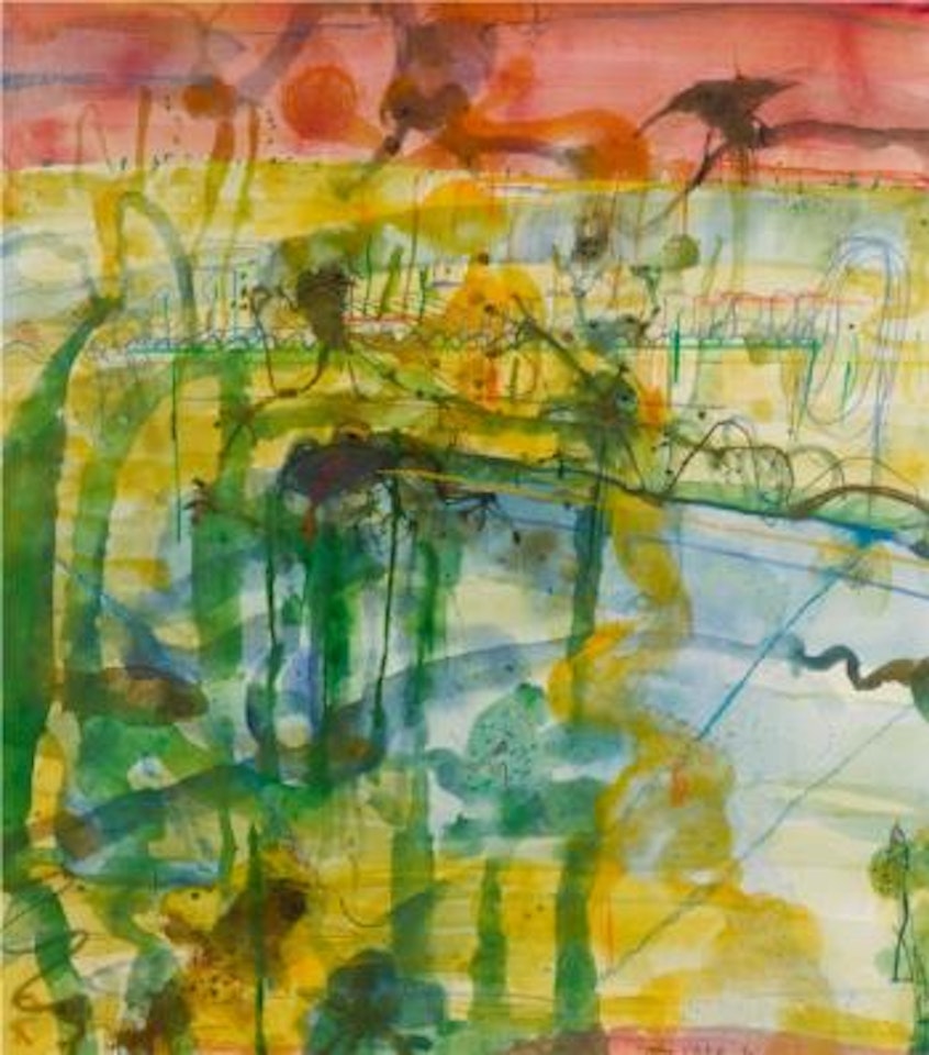 Sunset at lily pond by John Olsen