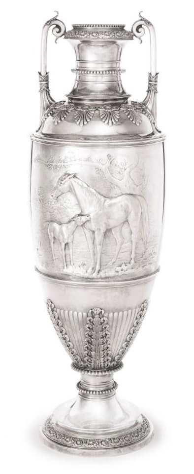 An American Silver Horse Racing Trophy by Tiffany & Co.