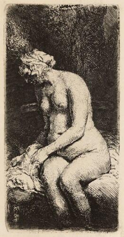 Die nackte Frau im Freien, mit den Füßen im Wasser by Attributed to Rembrandt Harmensz van Rijn