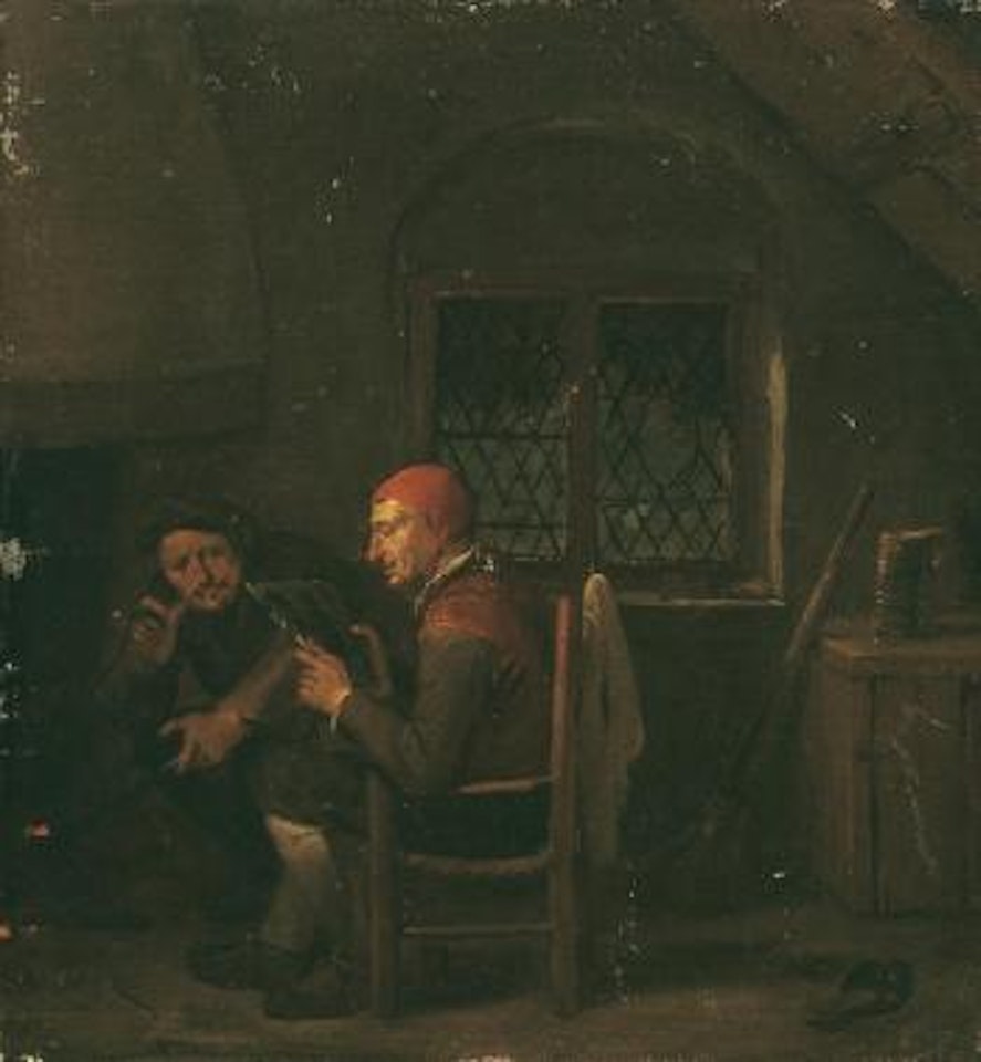 Wirtsstube Mit Zwei Männern Vor Dem Kamin by Egbert van Heemskerk III