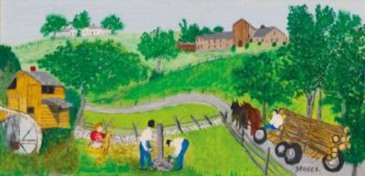A Load Of Logs by Grandma Moses