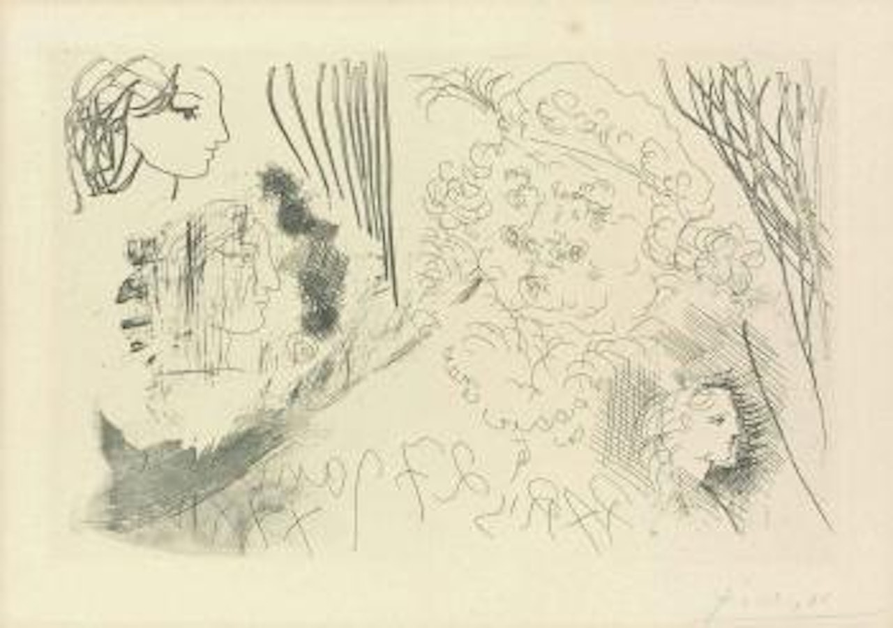 Rembrandt et tÃªtes de femmes, from: La Suite Vollard (B 207; Ba 405) by Pablo Picasso