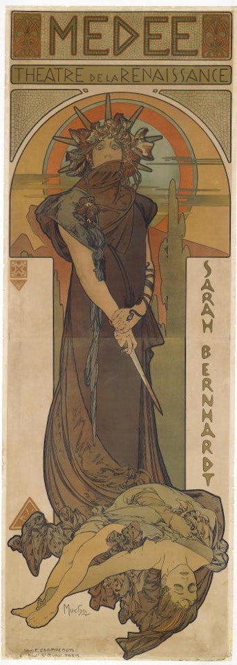 Medee - Théâtre de la Renaissance - Sarah Bernhardt by Alphonse Mucha