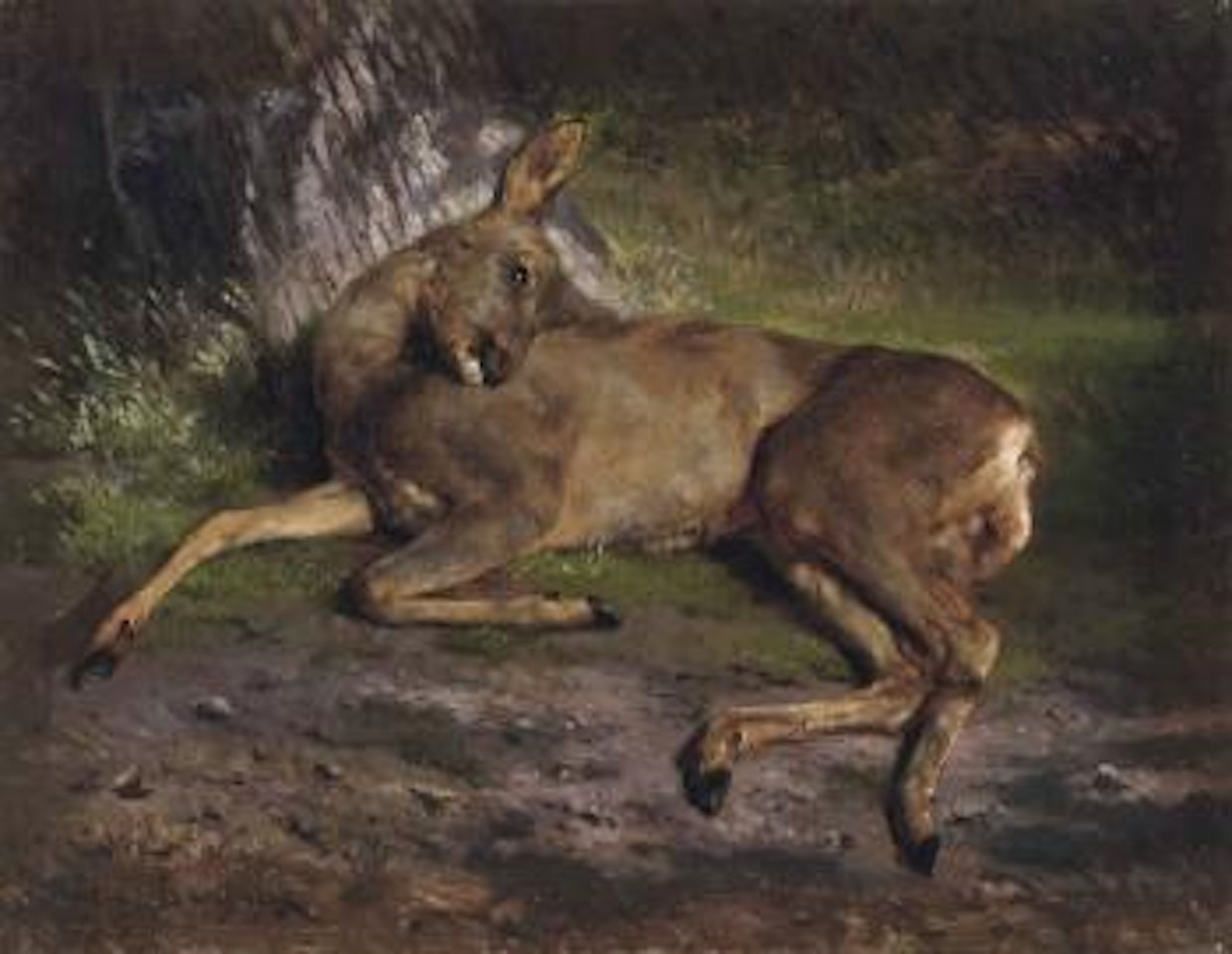 A roe deer in the forest by Rosa Bonheur
