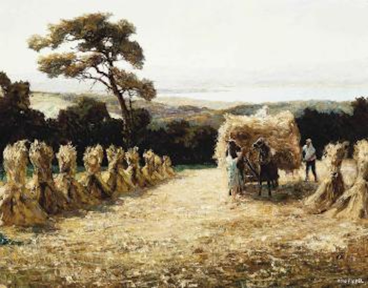 Harvesting before Chiemsee, Austria by Otto Pippel
