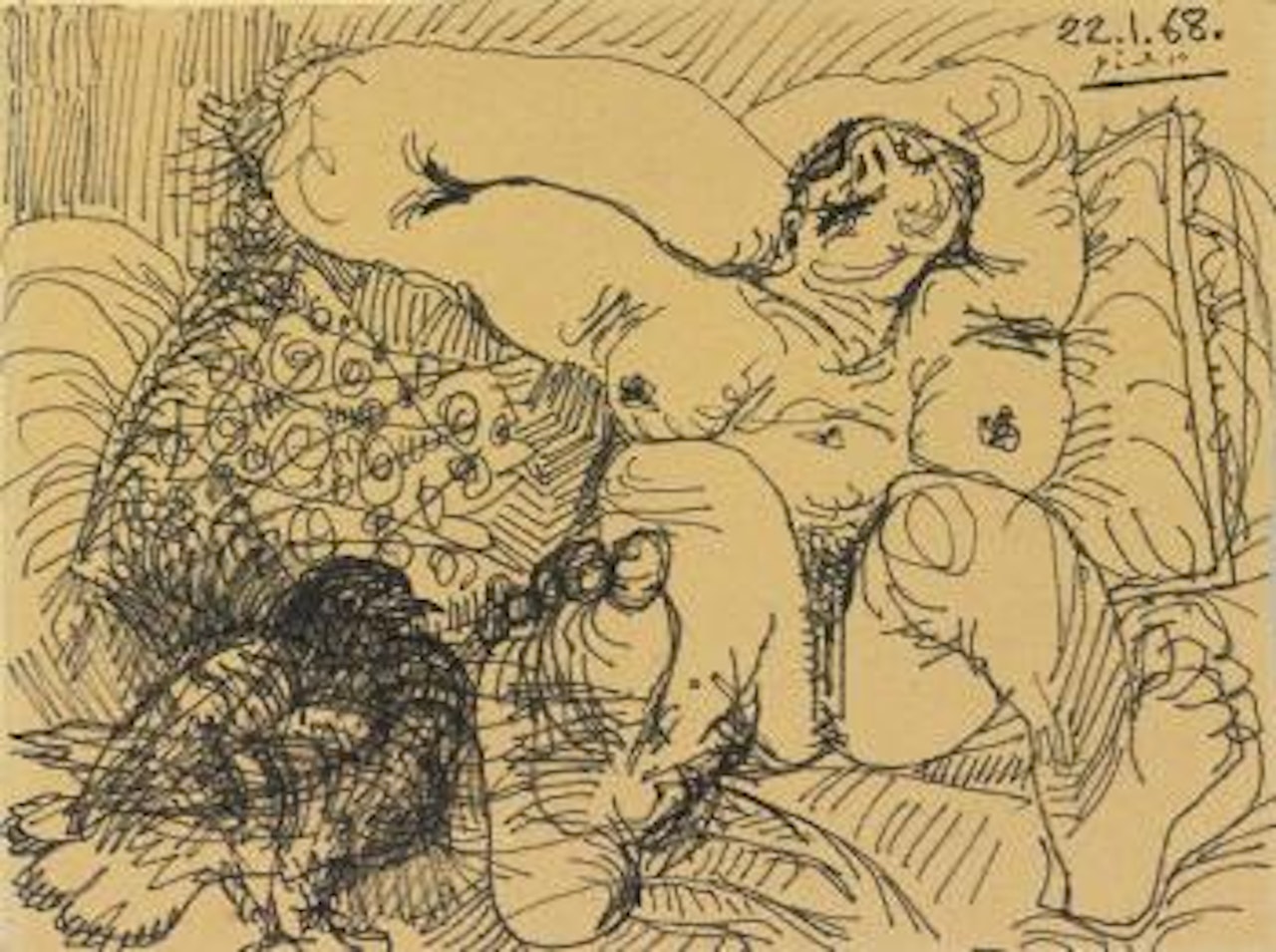 Nu Couché a La Colombe by Pablo Picasso