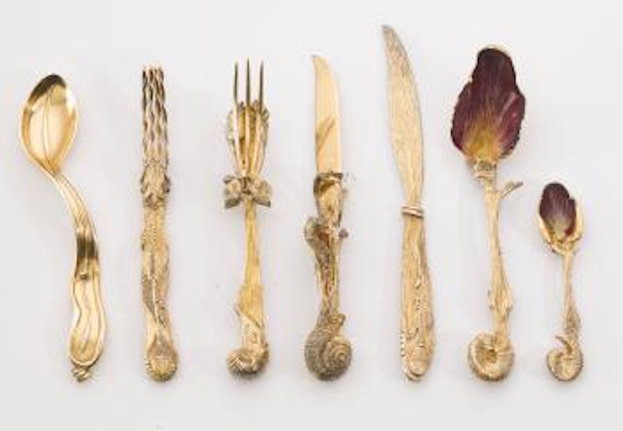 Ménagère (Cutlery Set) And Cuillère Montre Molle (Soft Watch Spoon): Seven Pieces Of Silverware by Salvador Dali