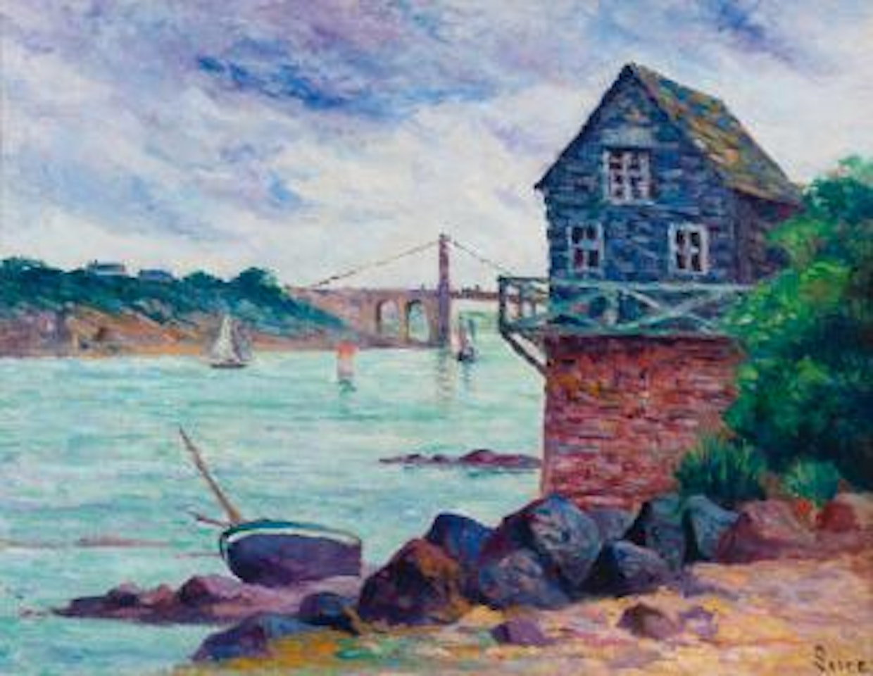 Lézardrieux, Le Pont Suspendu by Maximilien Luce