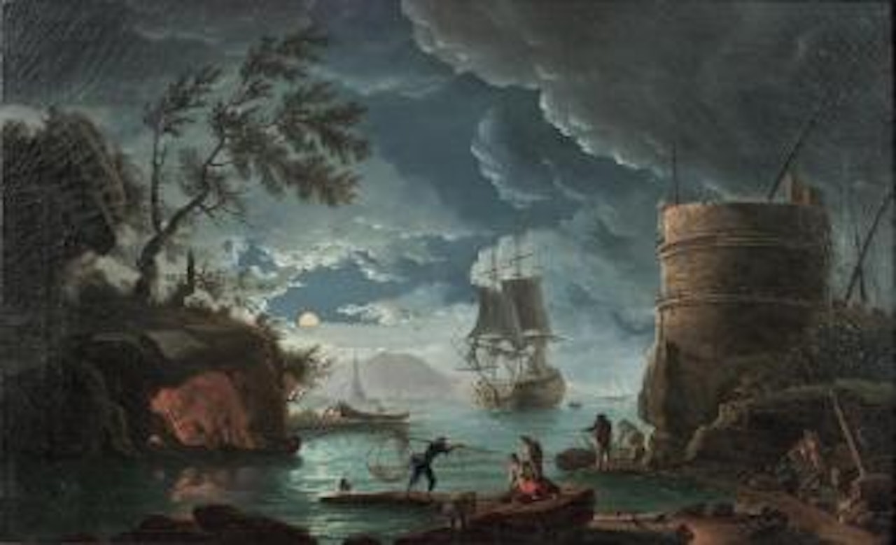 Pêcheurs près d'une tour by Claude Joseph Vernet
