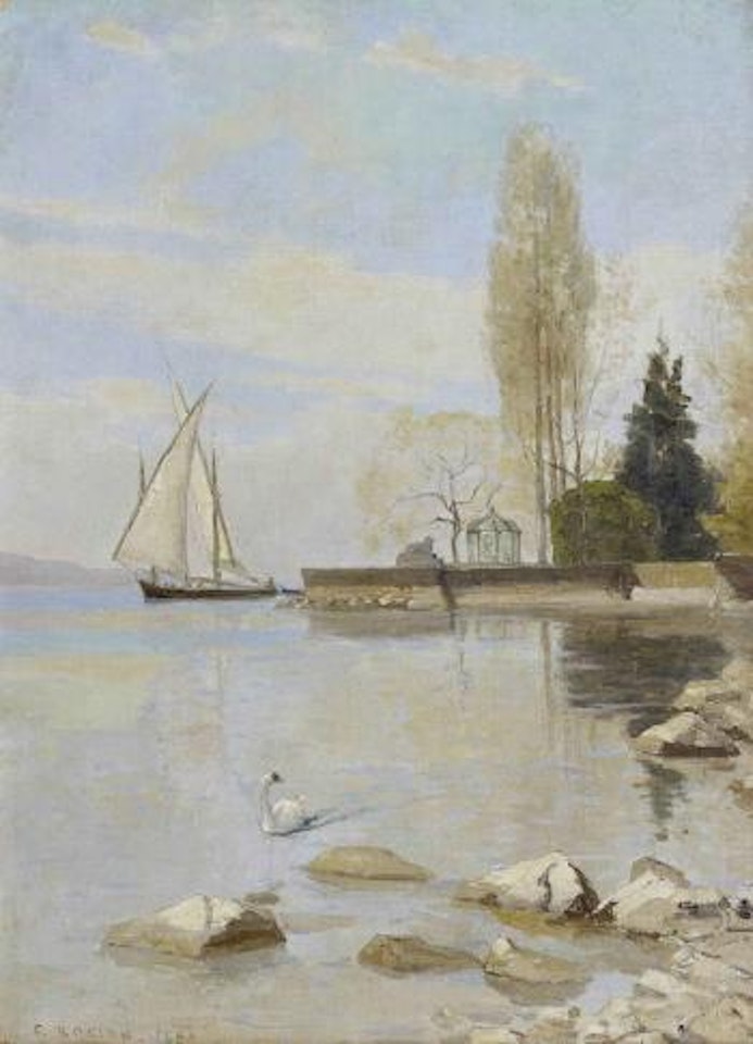 Barque au large des quais de Montreux by François Bocion