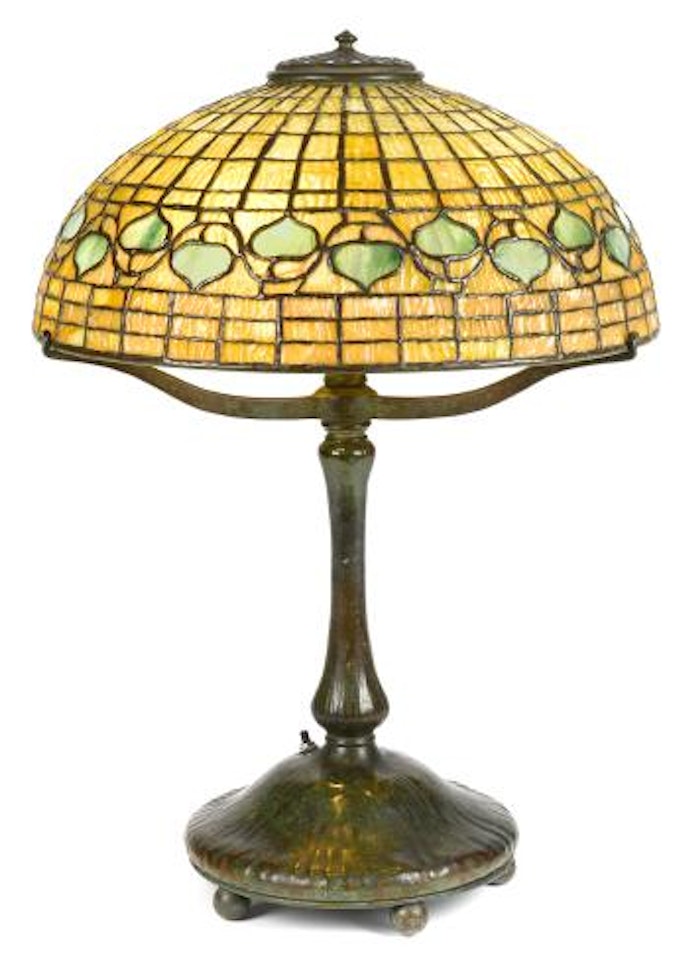 A Tiffany Studios Favrile glass and patinated bronze Acorn table lamp by Tiffany Studios