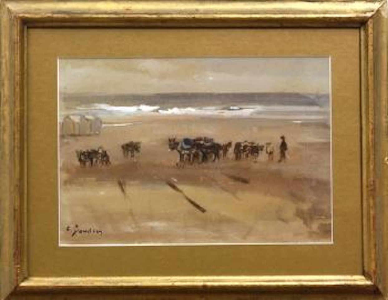 The Beach at Tourgeville (Study) by Eugène Boudin