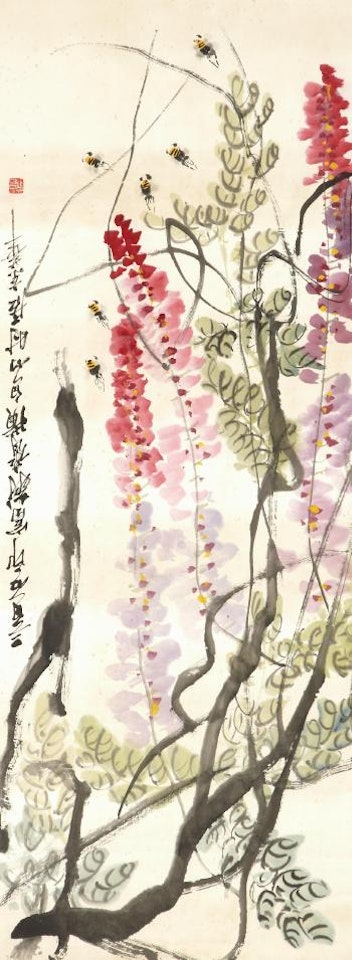 Wisteria and Bees by Qi Baishi