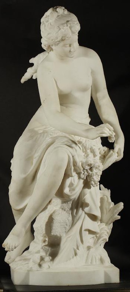 Woman making a garland by Mathurin Moreau