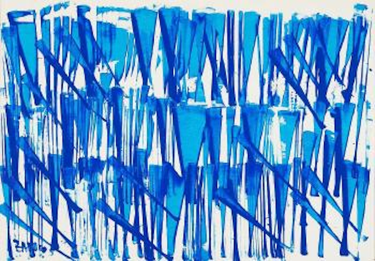 o.T. (Scheibenwischer in Ultramarin) by Herbert Zangs