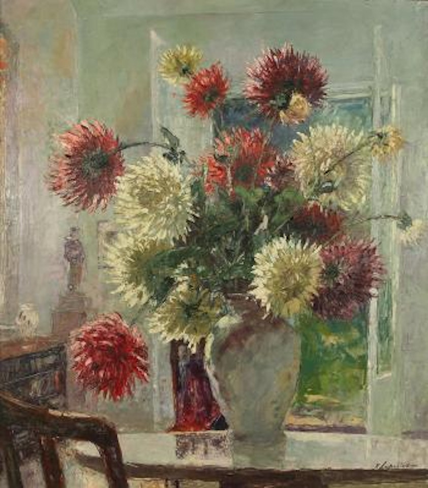 Still life with chrysanthemums by Georgij Aleksandrovic Lapschin
