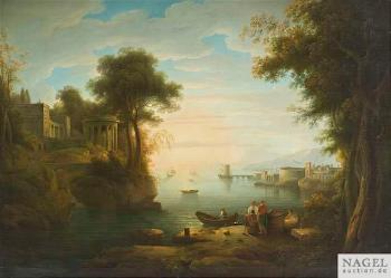 Italienisierende Hafenlandschaft im frühen Morgenlicht by Claude Lorrain