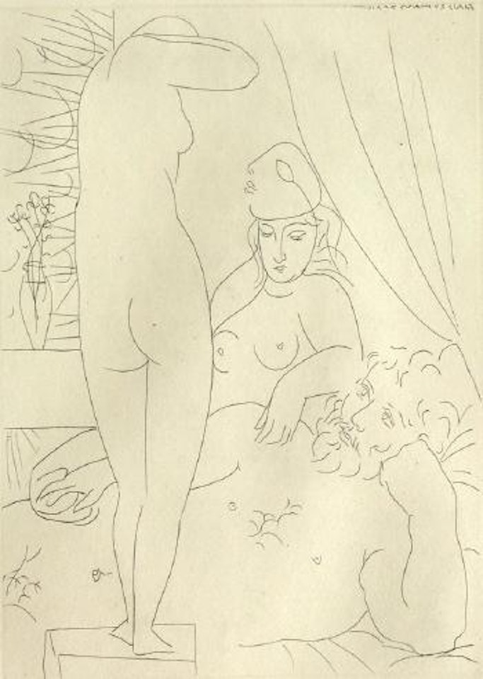 Le repos du sculpteur et le modelis au masque by Pablo Picasso