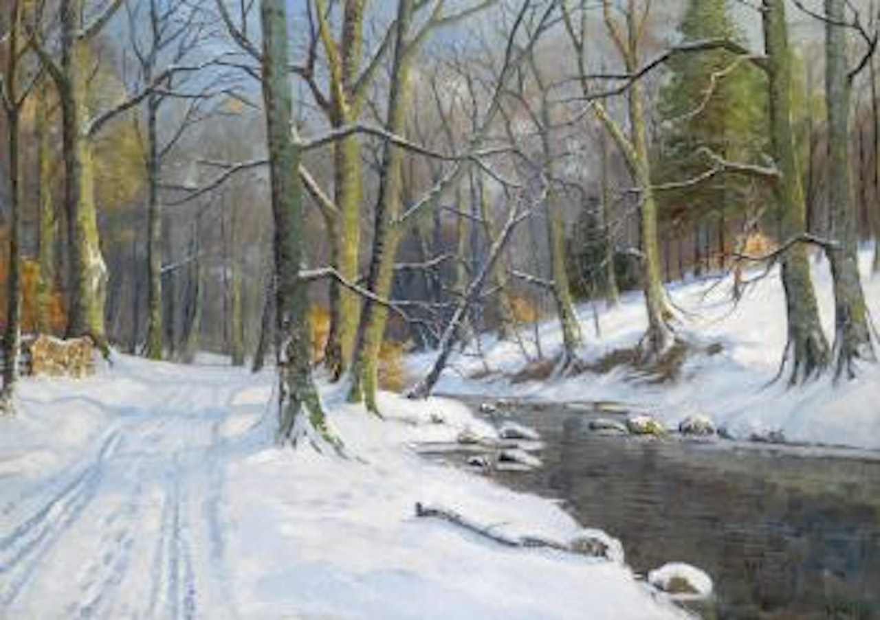 Landscape with Stream in Winter by Walter Moras